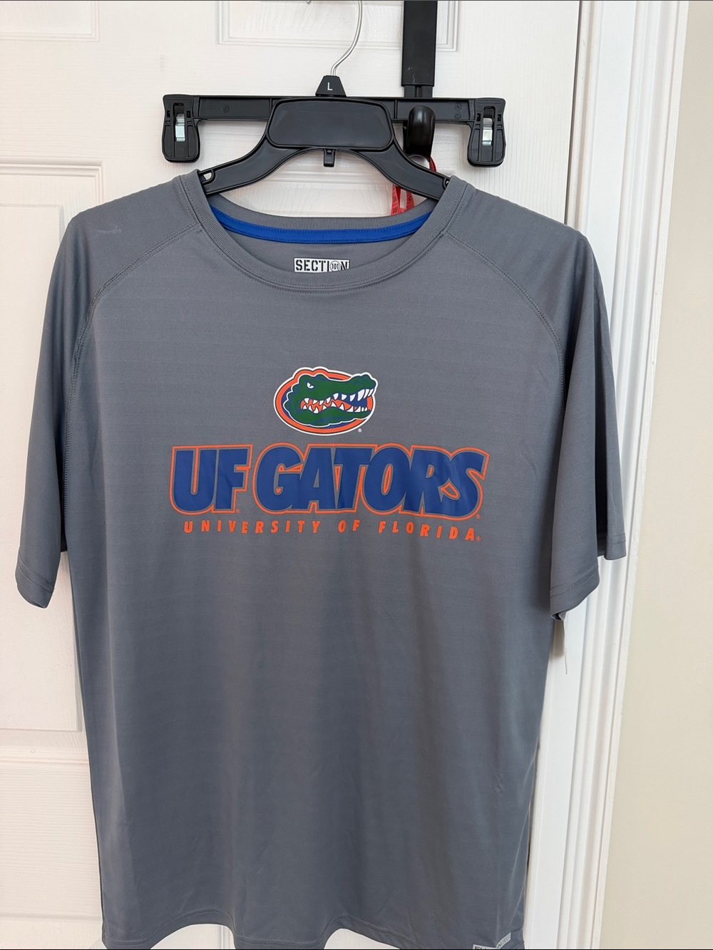 Section 101 Men's Short Sleeve Gray Athletic Tee with Blue Trim